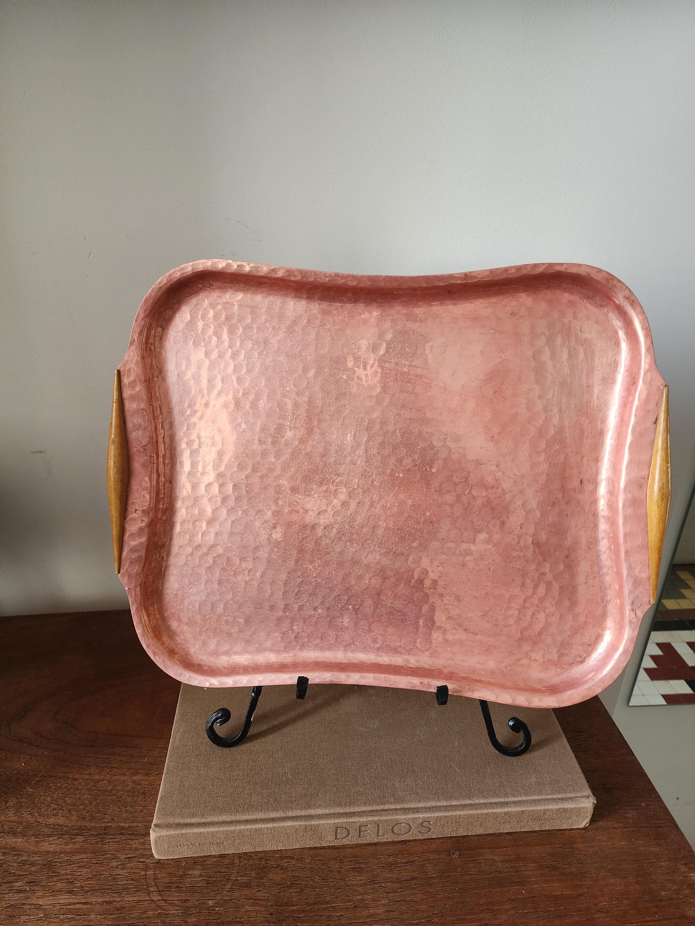 Rare Eugen Zint Hammered Copper Tray | Mid Century German Design | Handcrafted Metalwork | Modernist Barware | Collectible Copper