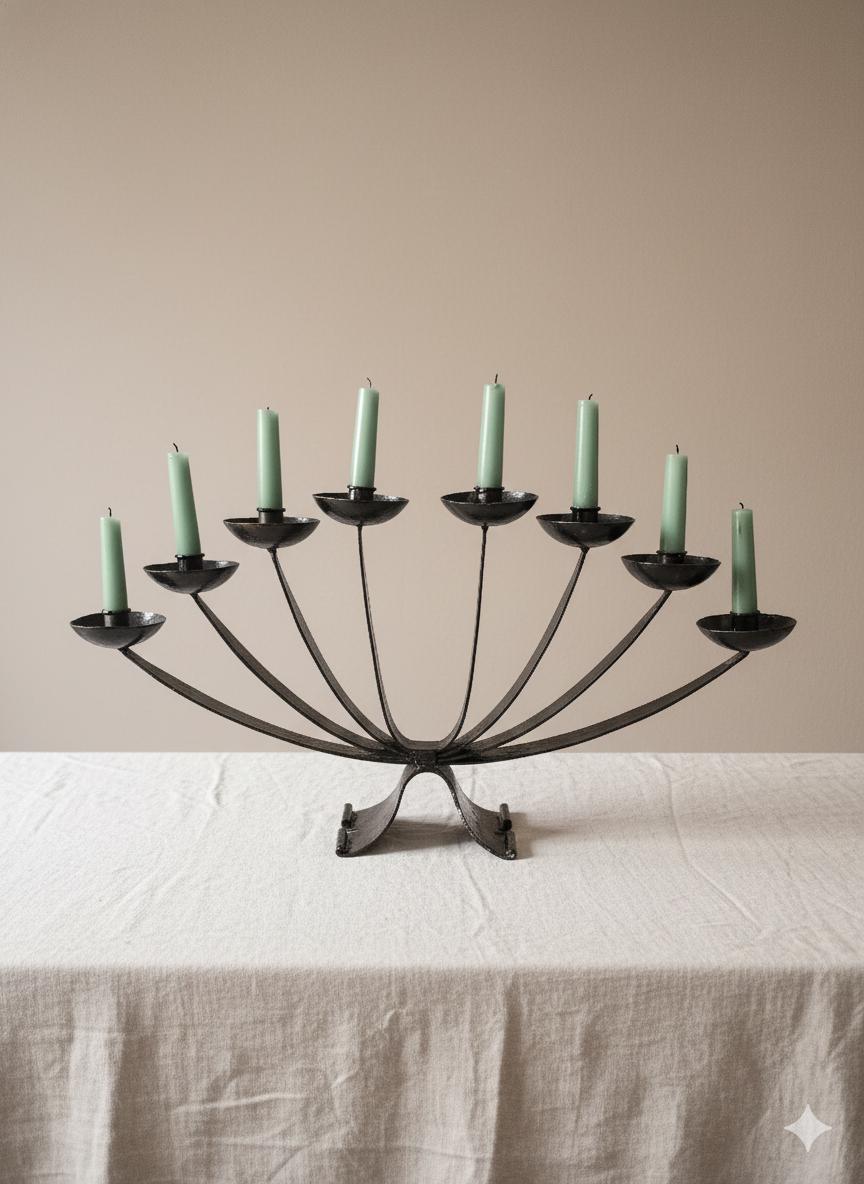 Vintage Mid Century Wrought Iron Candelabra