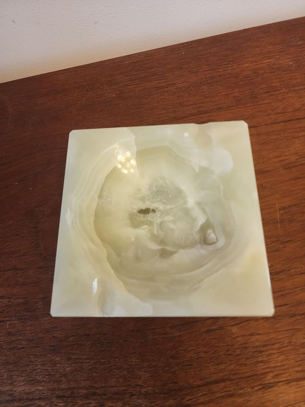 Mid Century Green Onyx Ashtray, Vintage Italian Desk Decor, 1960s Stone Smoke Set, Retro Modernist Gift