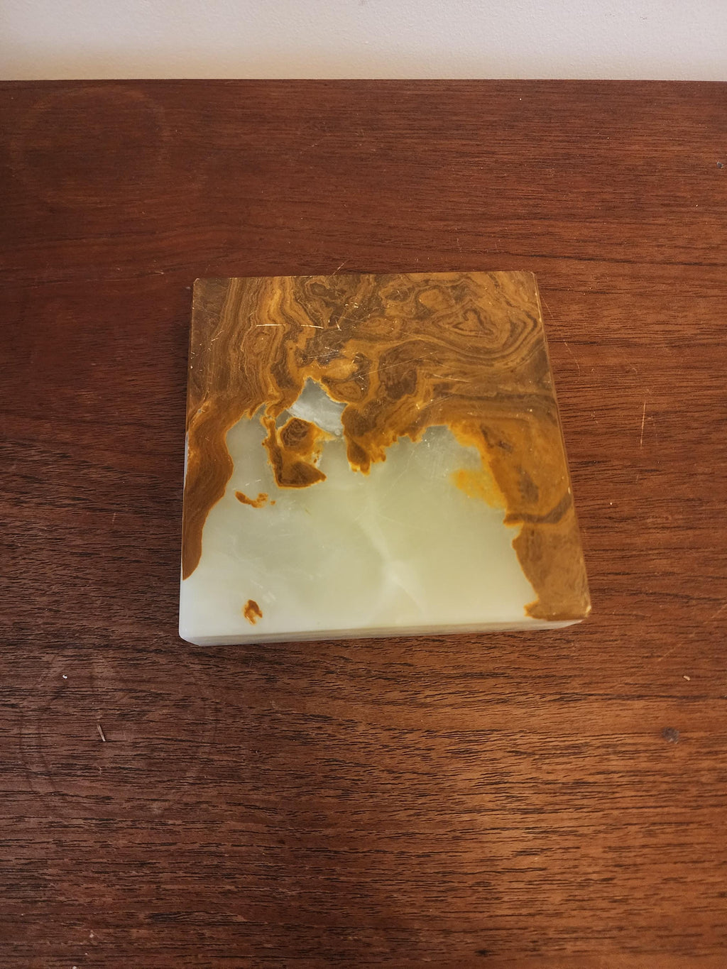 Mid Century Green Onyx Ashtray, Vintage Italian Desk Decor, 1960s Stone Smoke Set, Retro Modernist Gift