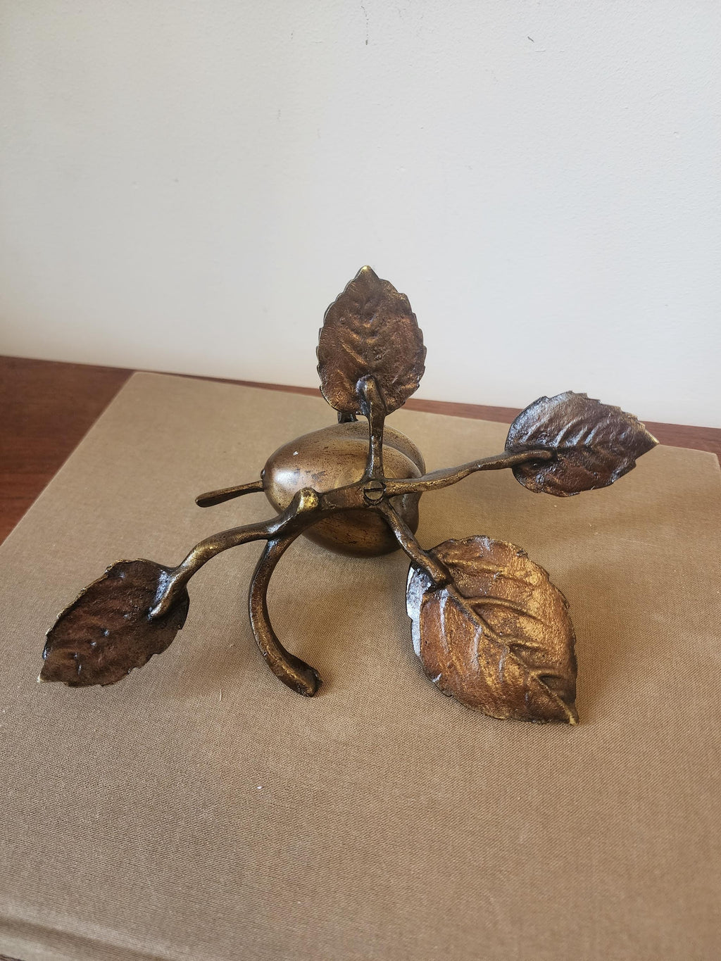 Art Nouveau Brass Pear Box & Ashtray | Antique Figural Trinket Dish | Solid Brass Jewelry Holder | European Decorative Object