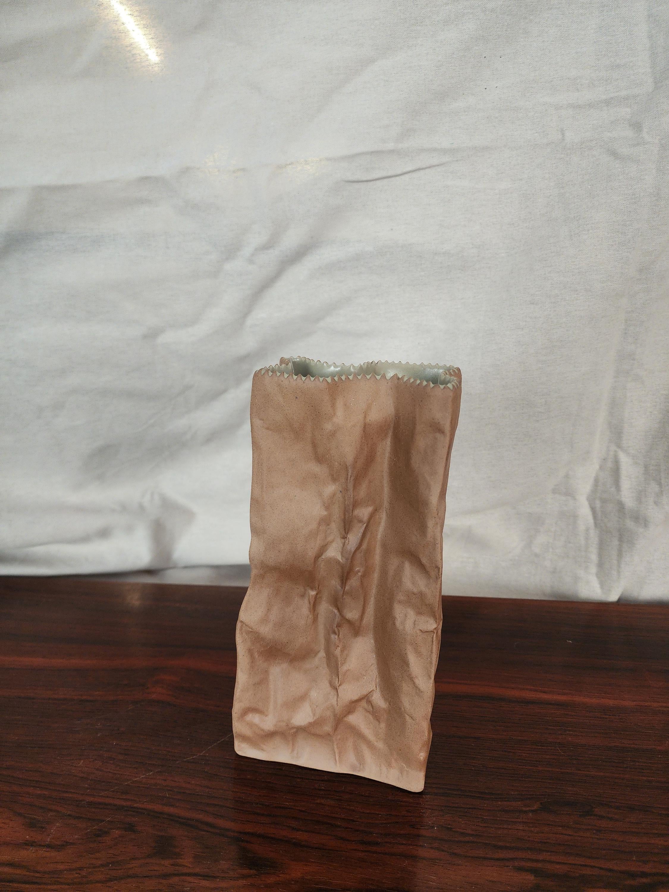 Rosenthal “Paper Bag” Vase by Tapio Wirkkala | 1970s German Porcelain | Trompe-l’oeil Ceramic Art Object