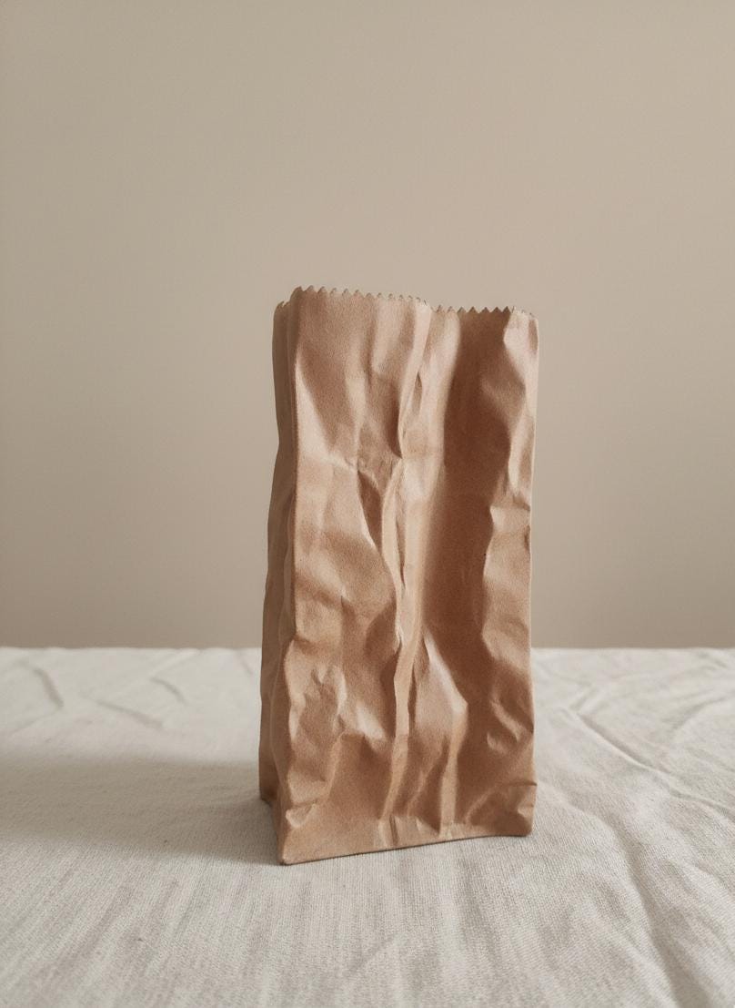 Rosenthal “Paper Bag” Vase by Tapio Wirkkala | 1970s German Porcelain | Trompe-l’oeil Ceramic Art Object