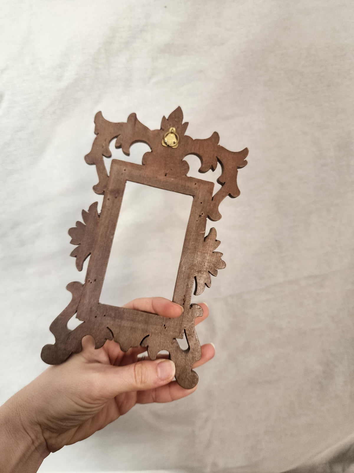 Vintage Hand-Carved Wooden Frame | Baroque Rococo Revival Mini Frame | Ornate Wall or Tabletop Decor