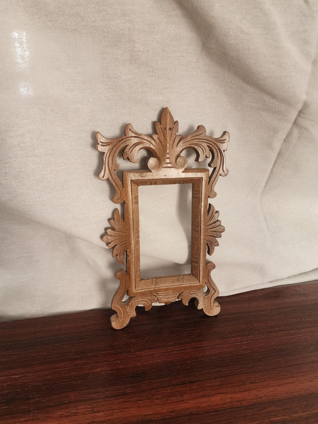 Vintage Hand-Carved Wooden Frame | Baroque Rococo Revival Mini Frame | Ornate Wall or Tabletop Decor