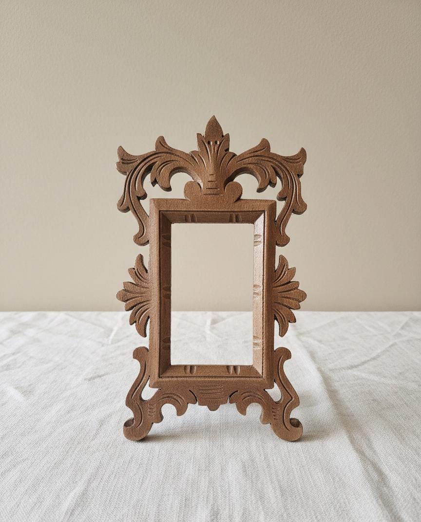 Vintage Hand-Carved Wooden Frame