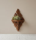 Vintage Wooden Wall Shelf | Handcrafted Lattice Wall Bracket | Mid-Century Scandinavian Folk Art Display Shelf