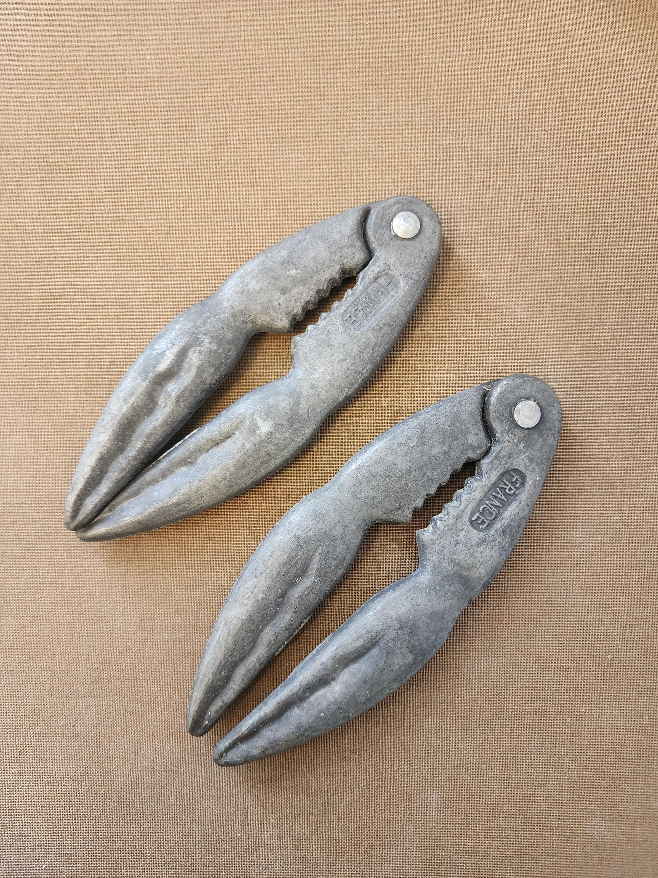 Vintage French Crab Claw Crackers | Set of 2 | Mid-Century Barware | Nautical Kitchen Decor