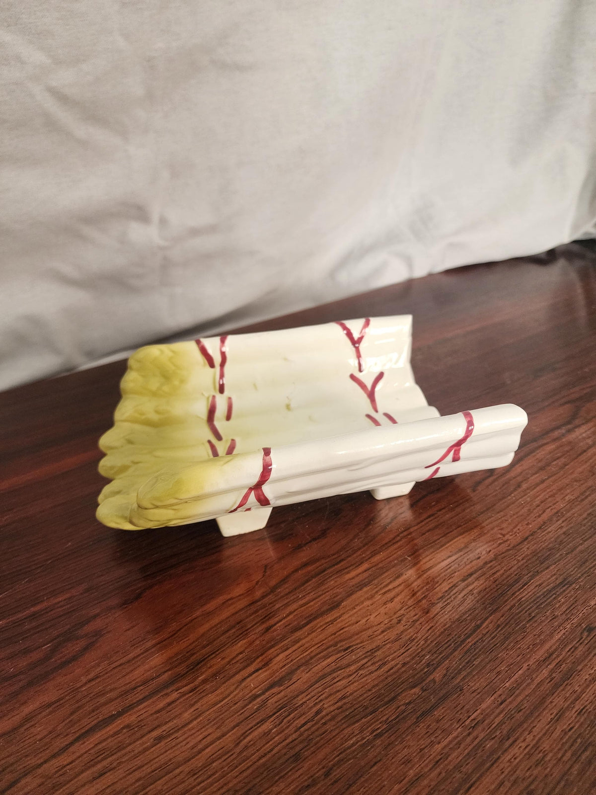 Vintage French Asparagus Majolica Dish | 1950s Faience Ceramic Tray | Hand-Painted Kitchenware from Sarreguemines Style