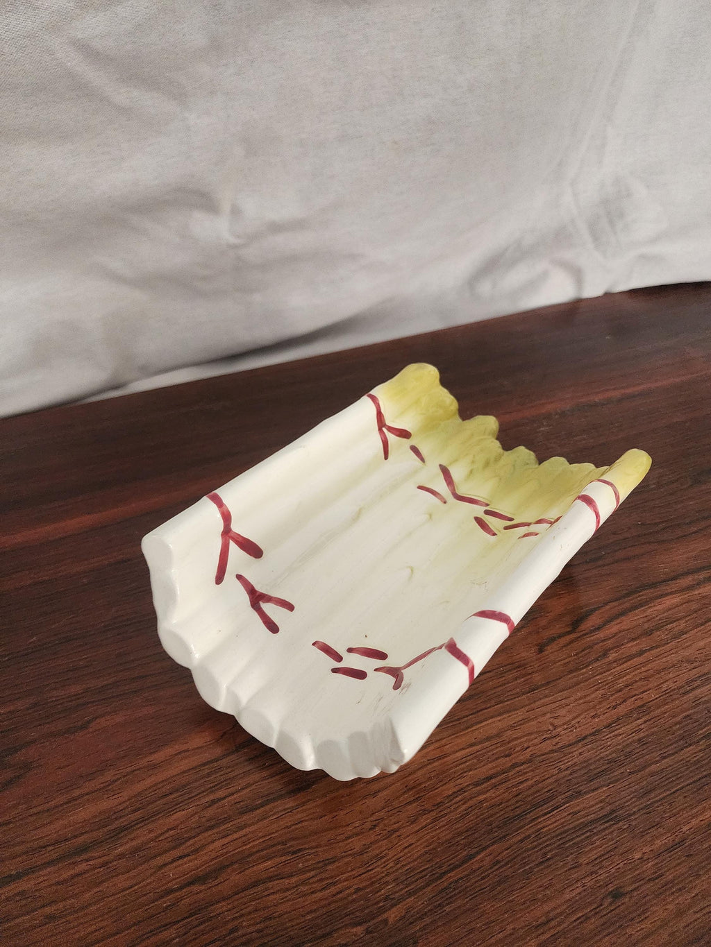 Vintage French Asparagus Majolica Dish | 1950s Faience Ceramic Tray | Hand-Painted Kitchenware from Sarreguemines Style