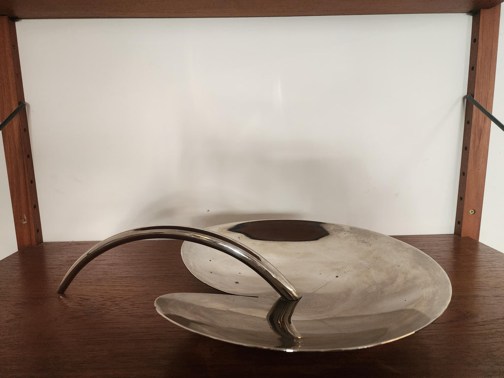 MESA Italy Stainless Steel Fruit Platter | Mid-Century Modern Biomorphic Tray