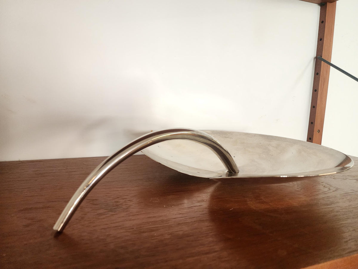 MESA Italy Stainless Steel Fruit Platter | Mid-Century Modern Biomorphic Tray