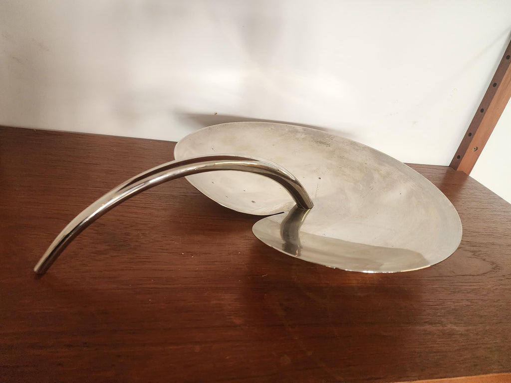MESA Italy Stainless Steel Fruit Platter | Mid-Century Modern Biomorphic Tray