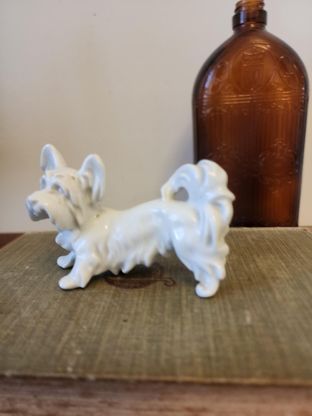 Rare Vintage Austrian Porcelain Dog Figurine 1689 Wien | White Terrier | Mid Century Vienna Porcelain Collectible | Made in Austria