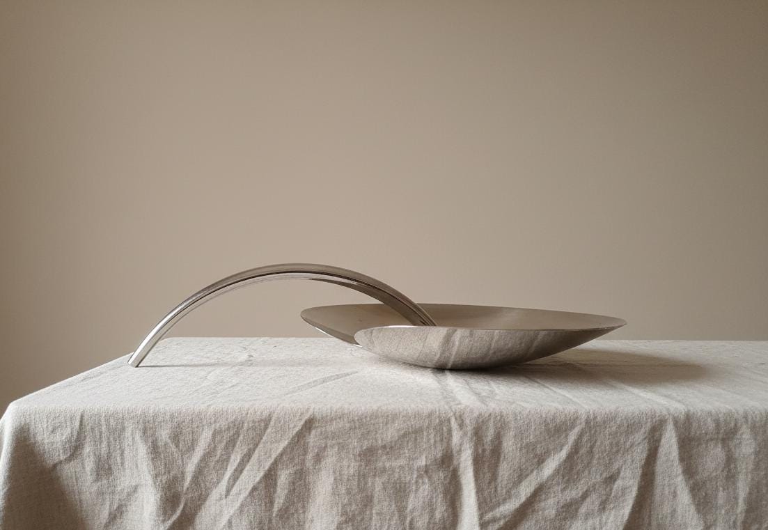 Vintage MESA Italy Stainless Steel Fruit Platter