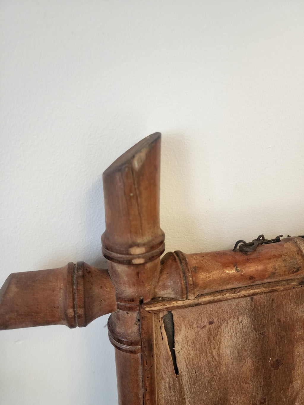 Antique Faux Bamboo Mirror | 19th Century French Wall Mirror | Rectangular Wood Frame with Original Glass | Wabi Sabi Patina