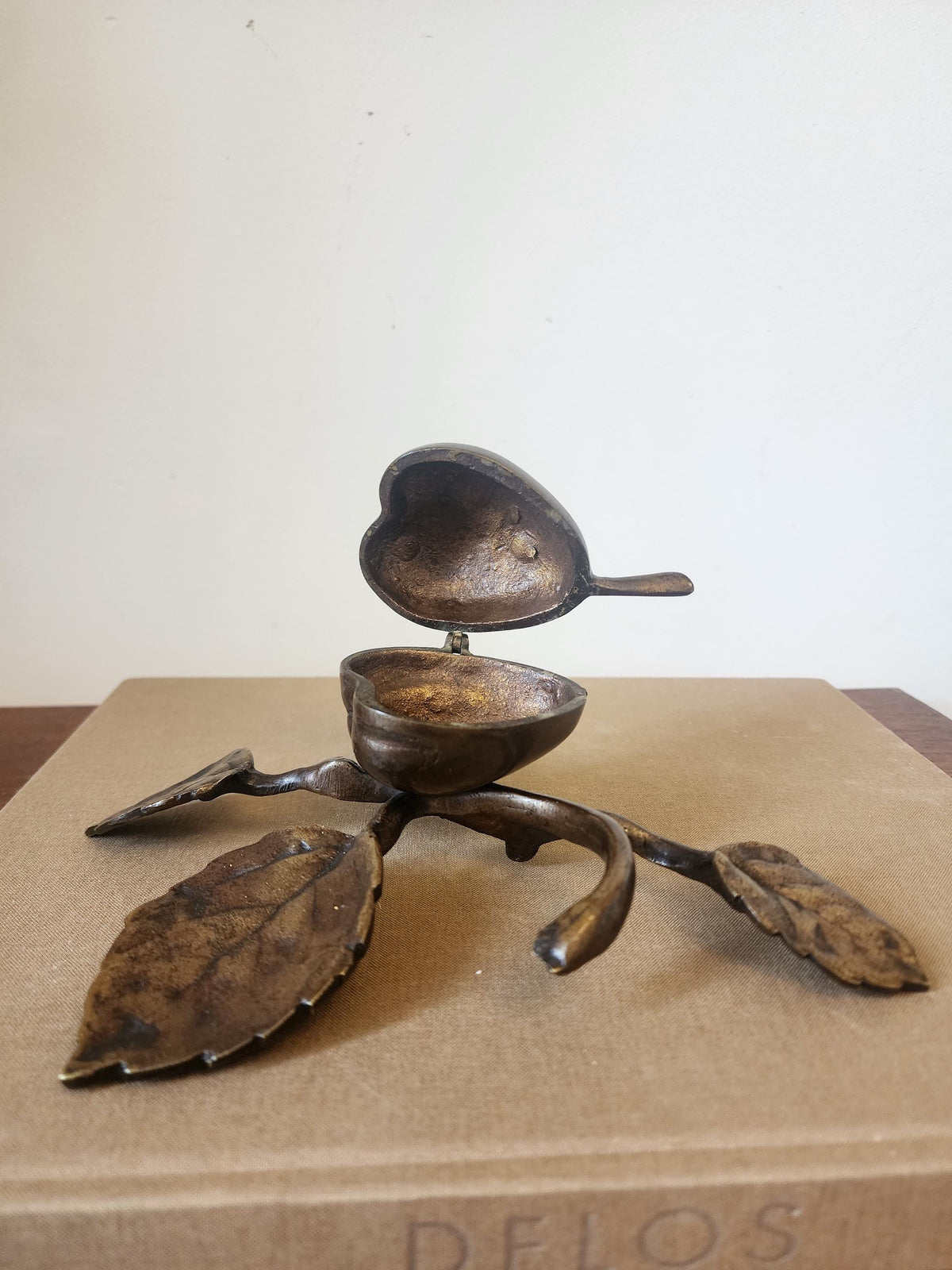 Art Nouveau Brass Pear Box & Ashtray | Antique Figural Trinket Dish | Solid Brass Jewelry Holder | European Decorative Object