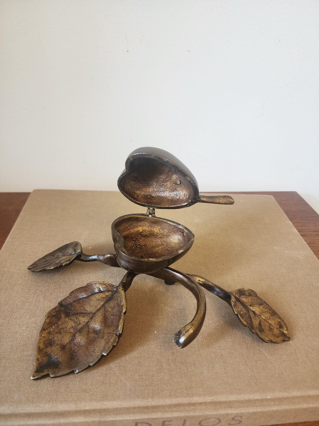 Art Nouveau Brass Pear Box & Ashtray | Antique Figural Trinket Dish | Solid Brass Jewelry Holder | European Decorative Object