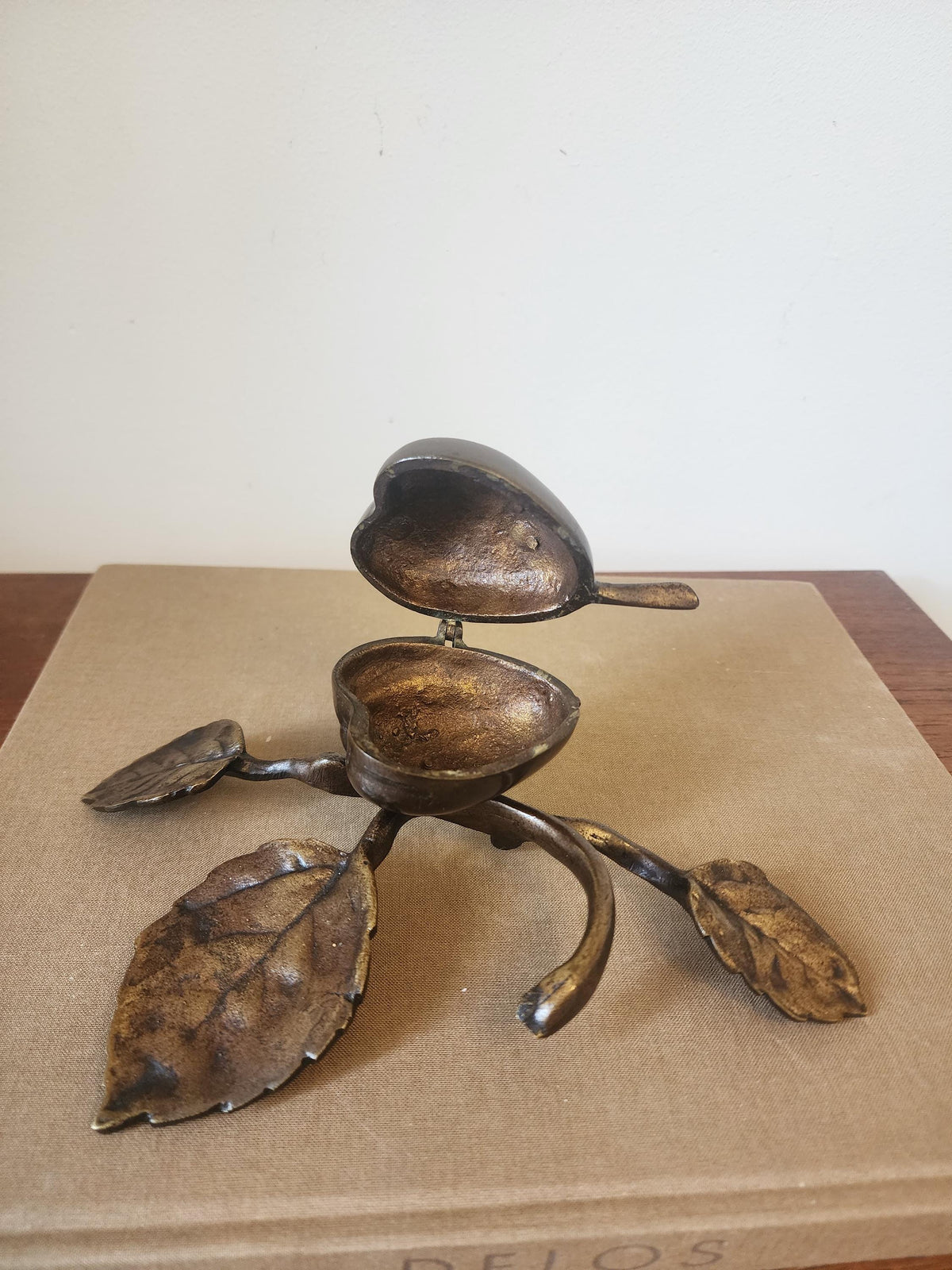 Art Nouveau Brass Pear Box & Ashtray | Antique Figural Trinket Dish | Solid Brass Jewelry Holder | European Decorative Object