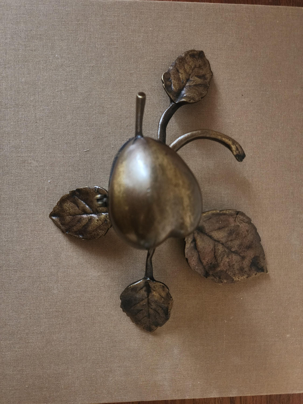 Art Nouveau Brass Pear Box & Ashtray | Antique Figural Trinket Dish | Solid Brass Jewelry Holder | European Decorative Object