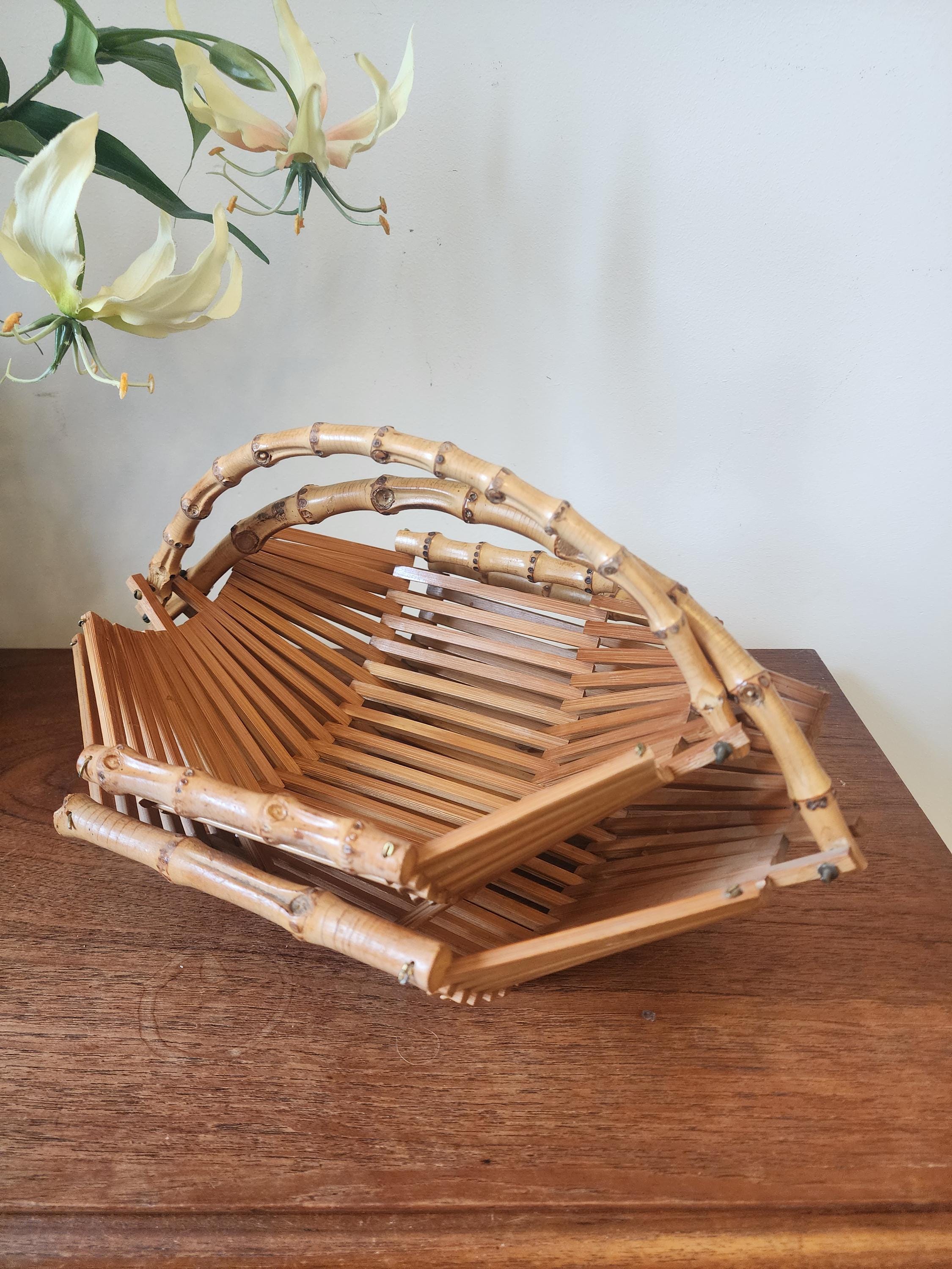 Vintage Bamboo Folding Baskets