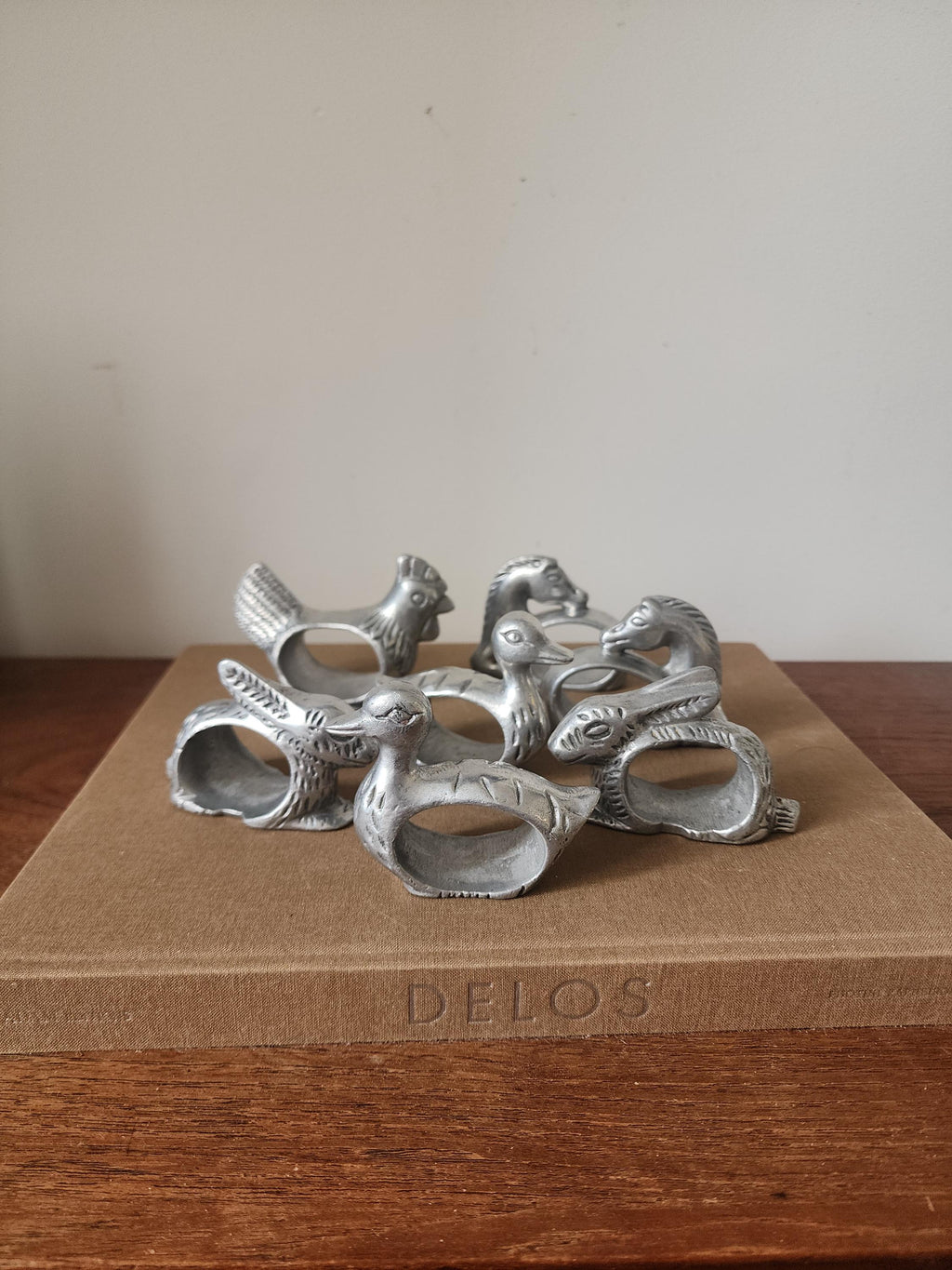 Vintage Pewter Duck Napkin Rings Set of 7 Rustic Farmhouse Table Decor French Country Easter Hosting Spring Tablescape