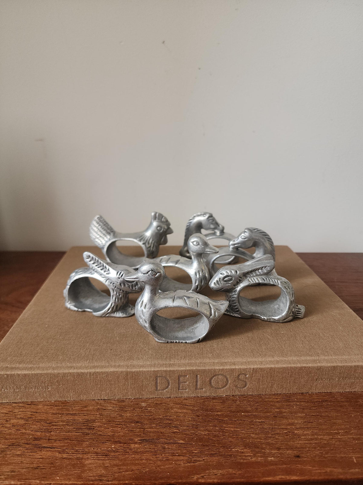 Vintage Pewter Duck Napkin Rings Set of 7 Rustic Farmhouse Table Decor French Country Easter Hosting Spring Tablescape