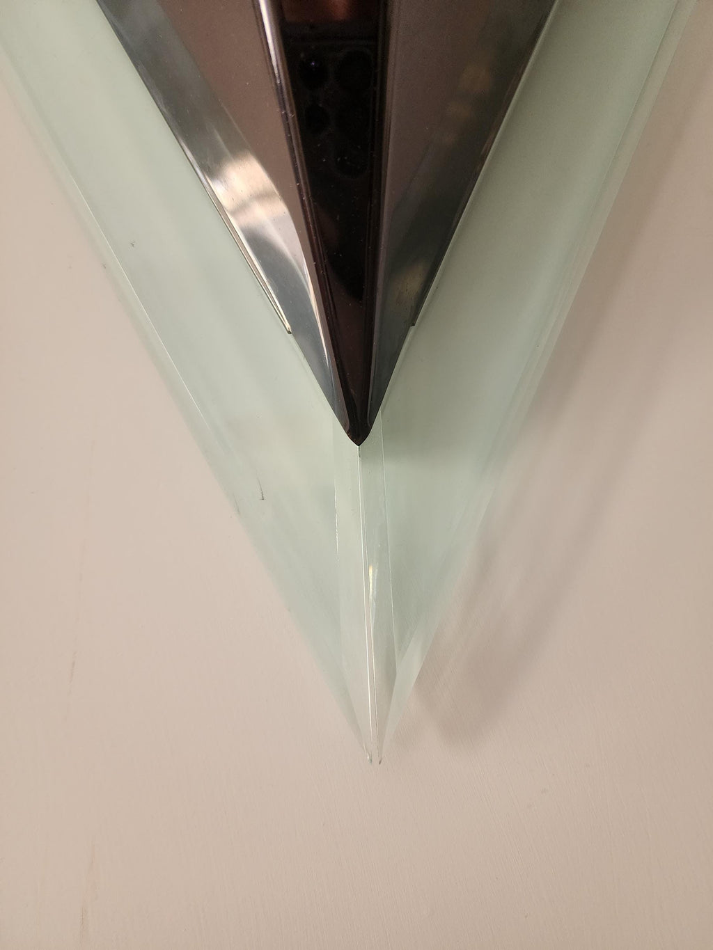 Geometric Triangle Wall Light, Modern Art Deco Glass Sconce, Smoked Black & Frosted Glass, Architectural Lighting