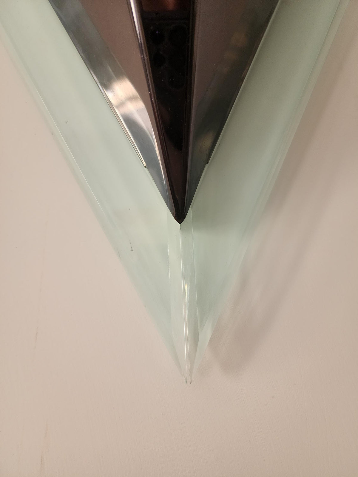 Geometric Triangle Wall Light, Modern Art Deco Glass Sconce, Smoked Black & Frosted Glass, Architectural Lighting