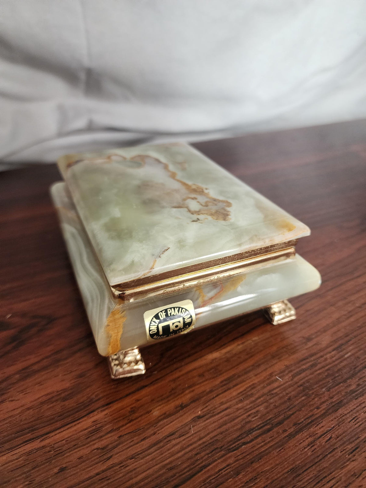Vintage Green Onyx Stone Box, Mid Century Onyx Jewelry Box, Polished Marble Trinket Box, Natural Stone Decor, 1970s Desk or Vanity Box