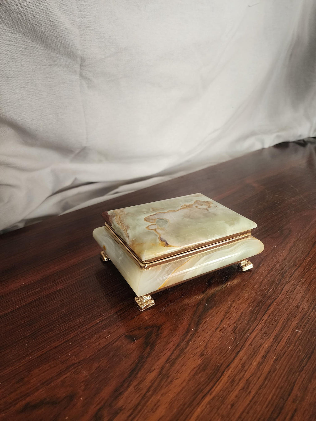 Vintage Green Onyx Stone Box