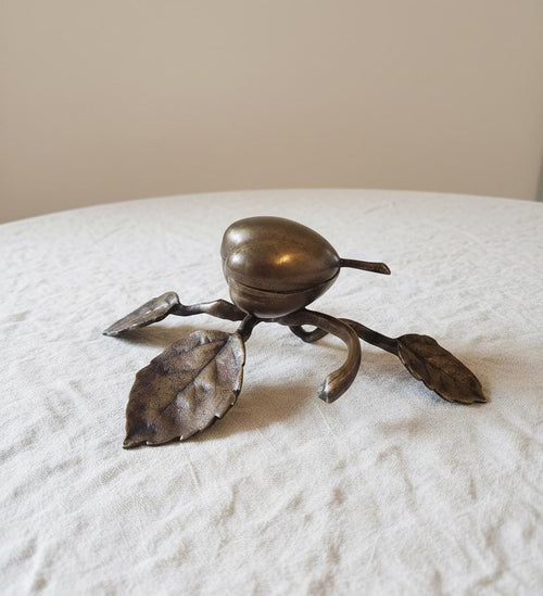 Vintage Art Nouveau Brass Pear Box & Ashtray