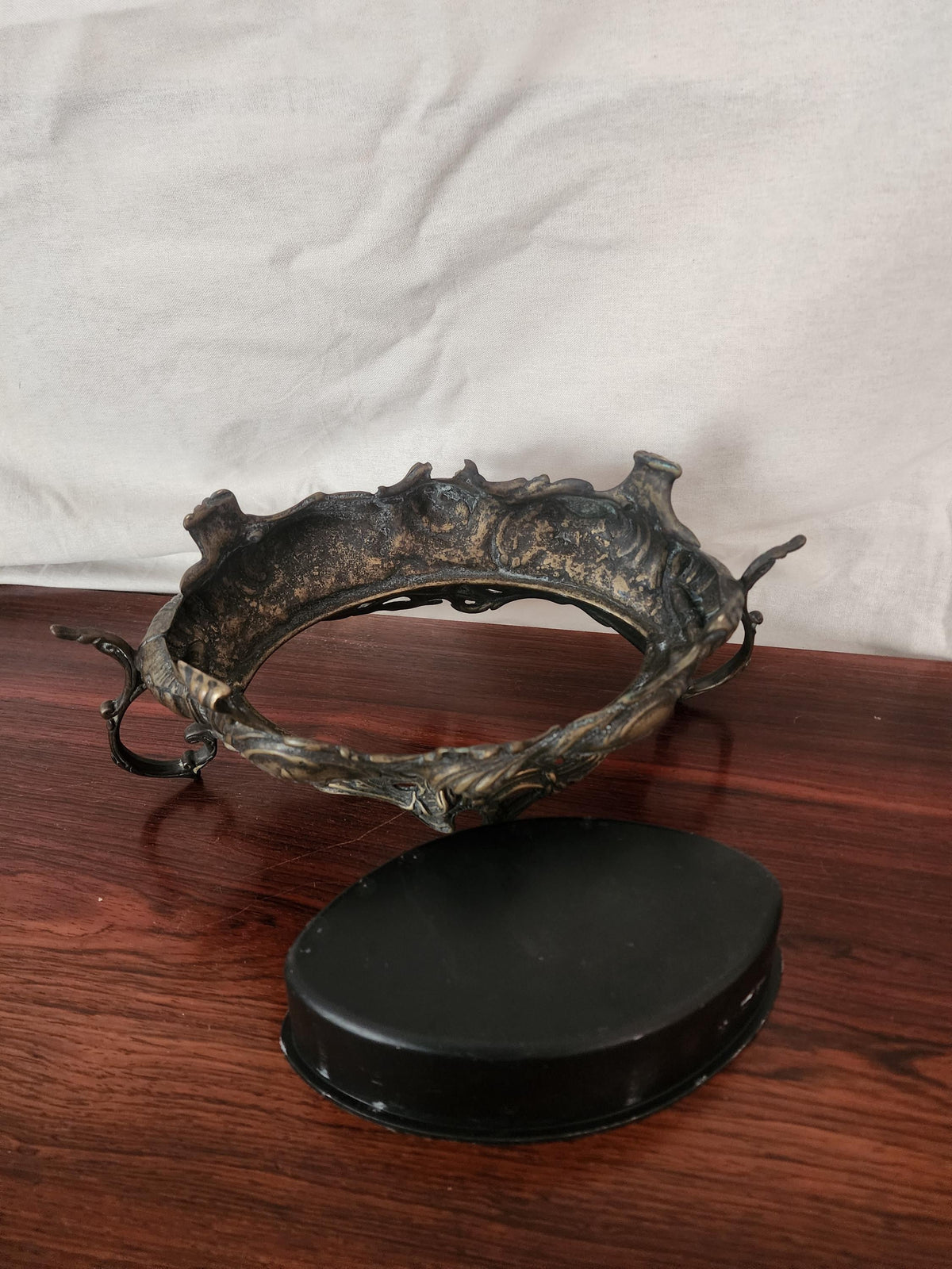 Antique French Art Nouveau Jardinière | Ornate Cast Metal Centerpiece with Liner | Floral Rococo Revival Planter