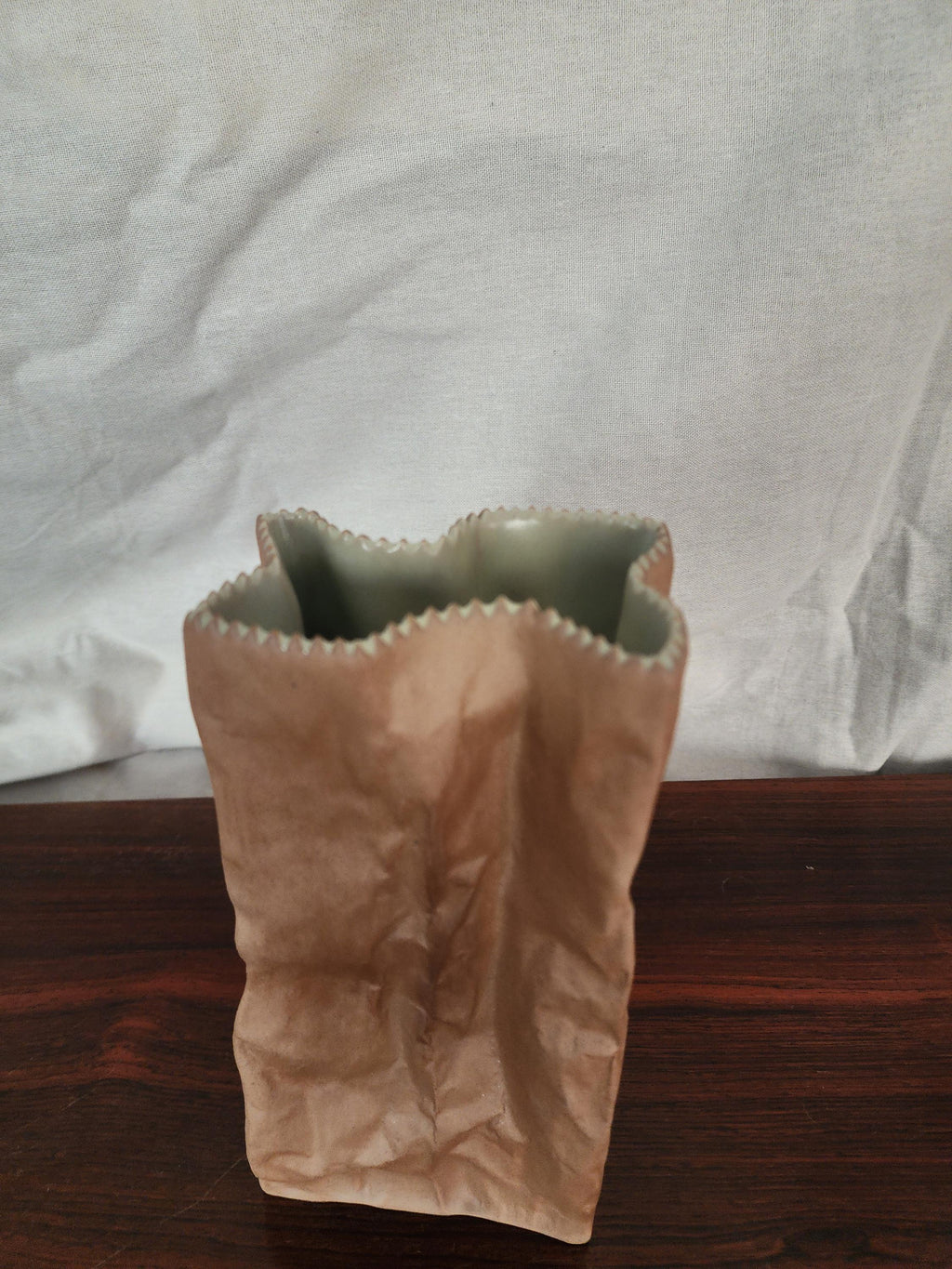 Rosenthal “Paper Bag” Vase by Tapio Wirkkala | 1970s German Porcelain | Trompe-l’oeil Ceramic Art Object
