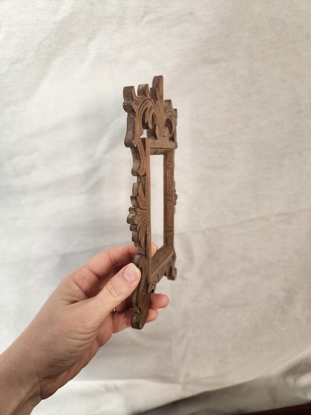 Vintage Hand-Carved Wooden Frame | Baroque Rococo Revival Mini Frame | Ornate Wall or Tabletop Decor