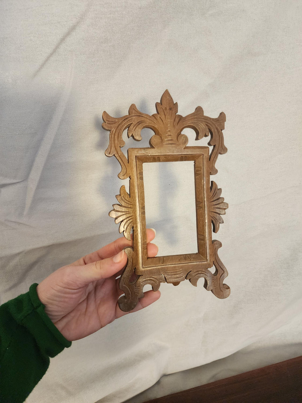 Vintage Hand-Carved Wooden Frame | Baroque Rococo Revival Mini Frame | Ornate Wall or Tabletop Decor