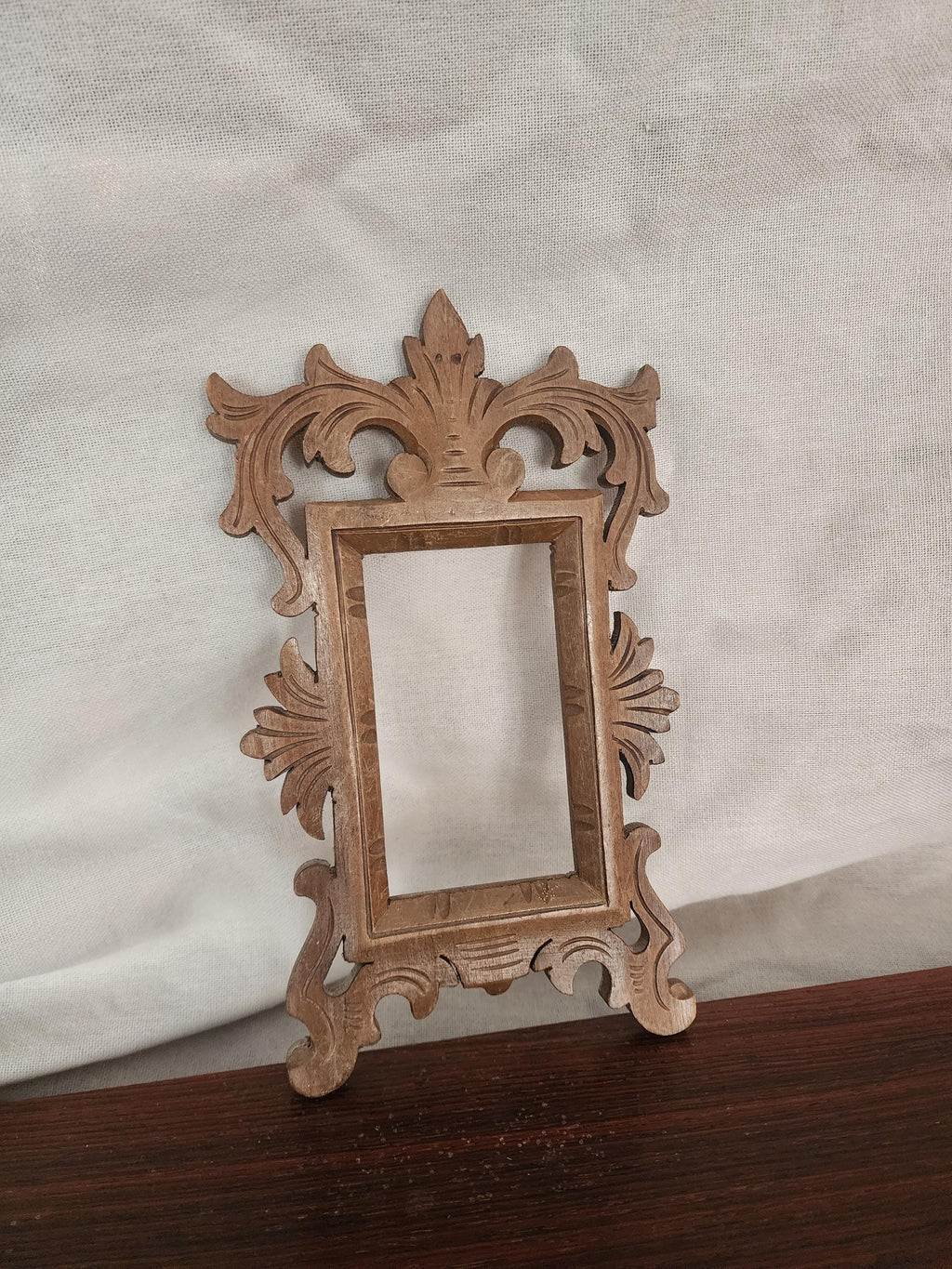 Vintage Hand-Carved Wooden Frame | Baroque Rococo Revival Mini Frame | Ornate Wall or Tabletop Decor