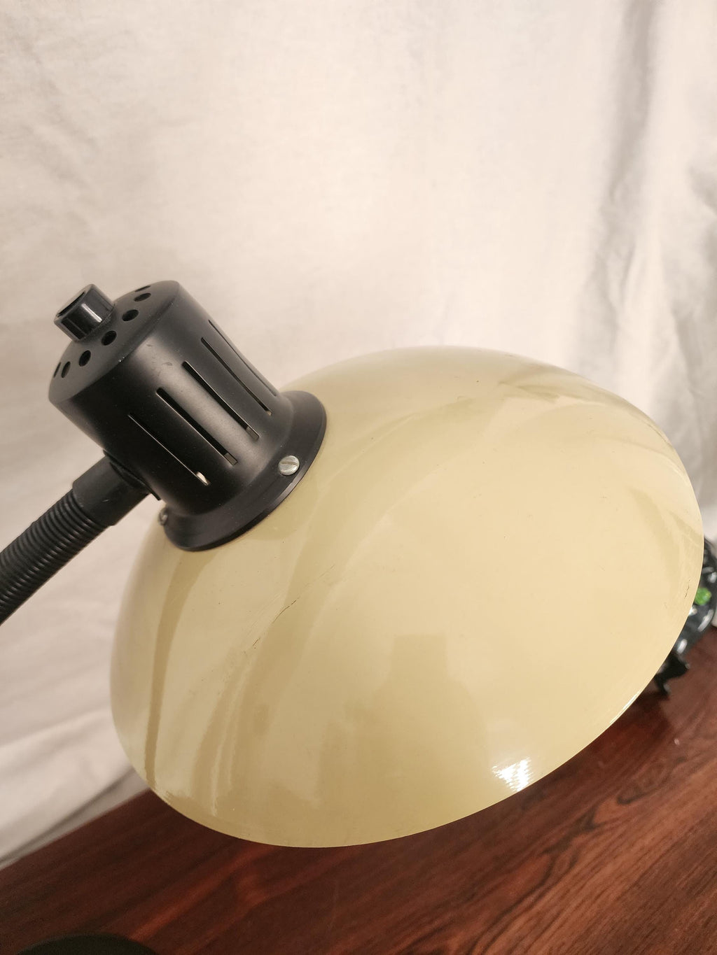Vintage Gooseneck Desk Lamp | 1970s Black & Cream Adjustable Table Lamp | Mid-Century Modern Industrial Lighting