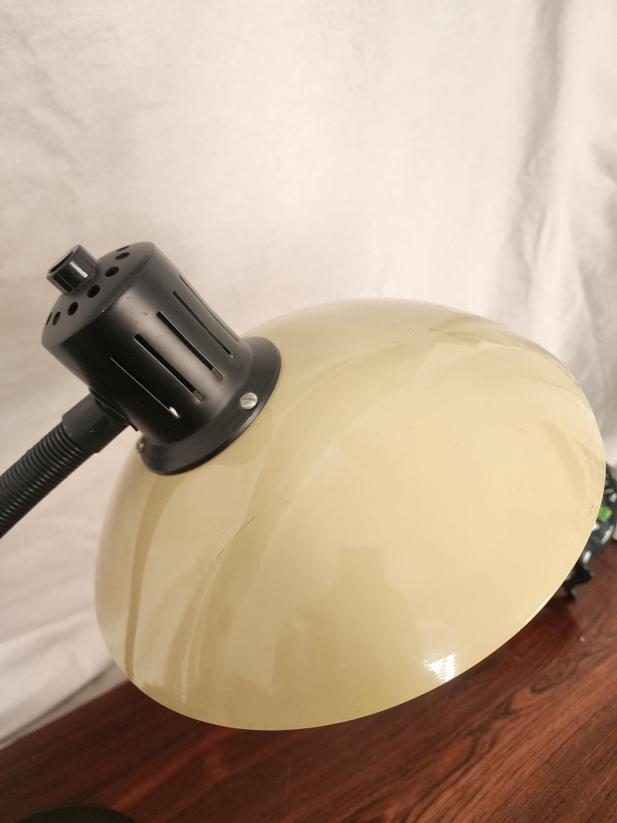 Vintage Gooseneck Desk Lamp | 1970s Black & Cream Adjustable Table Lamp | Mid-Century Modern Industrial Lighting