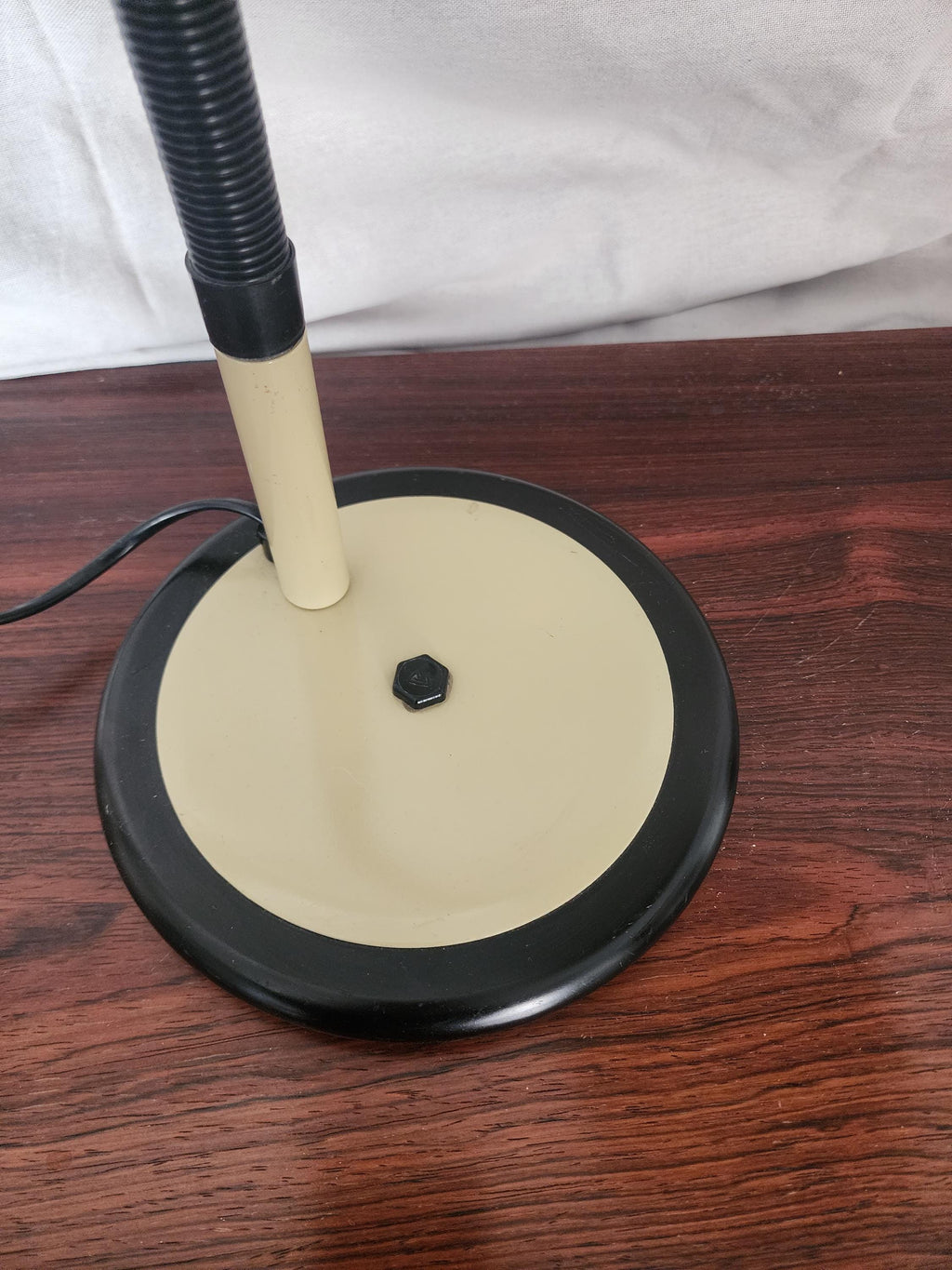 Vintage Gooseneck Desk Lamp | 1970s Black & Cream Adjustable Table Lamp | Mid-Century Modern Industrial Lighting