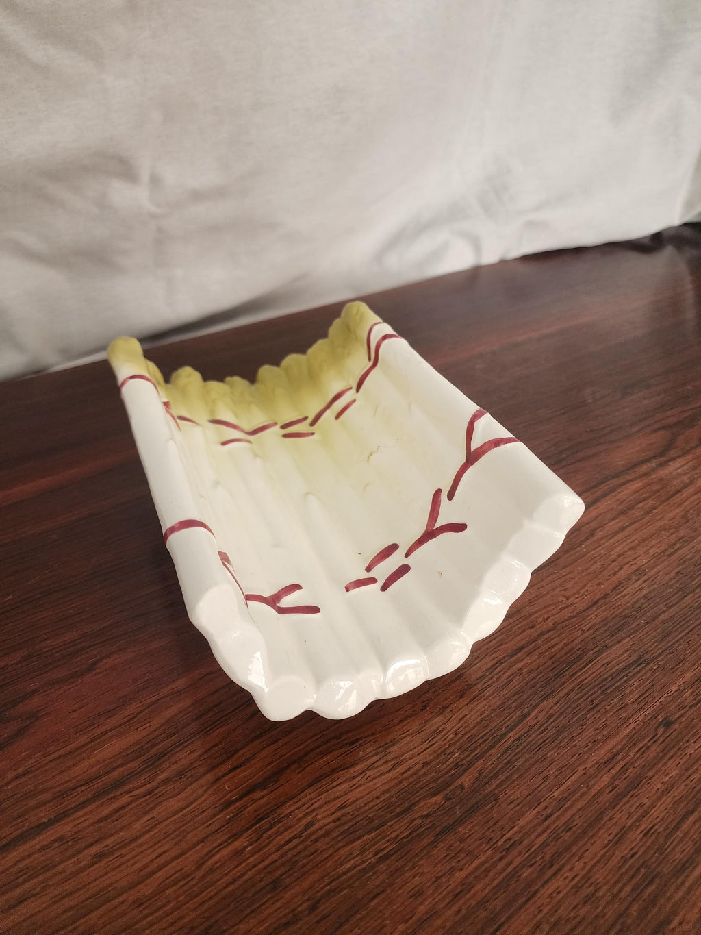 Vintage French Asparagus Majolica Dish | 1950s Faience Ceramic Tray | Hand-Painted Kitchenware from Sarreguemines Style