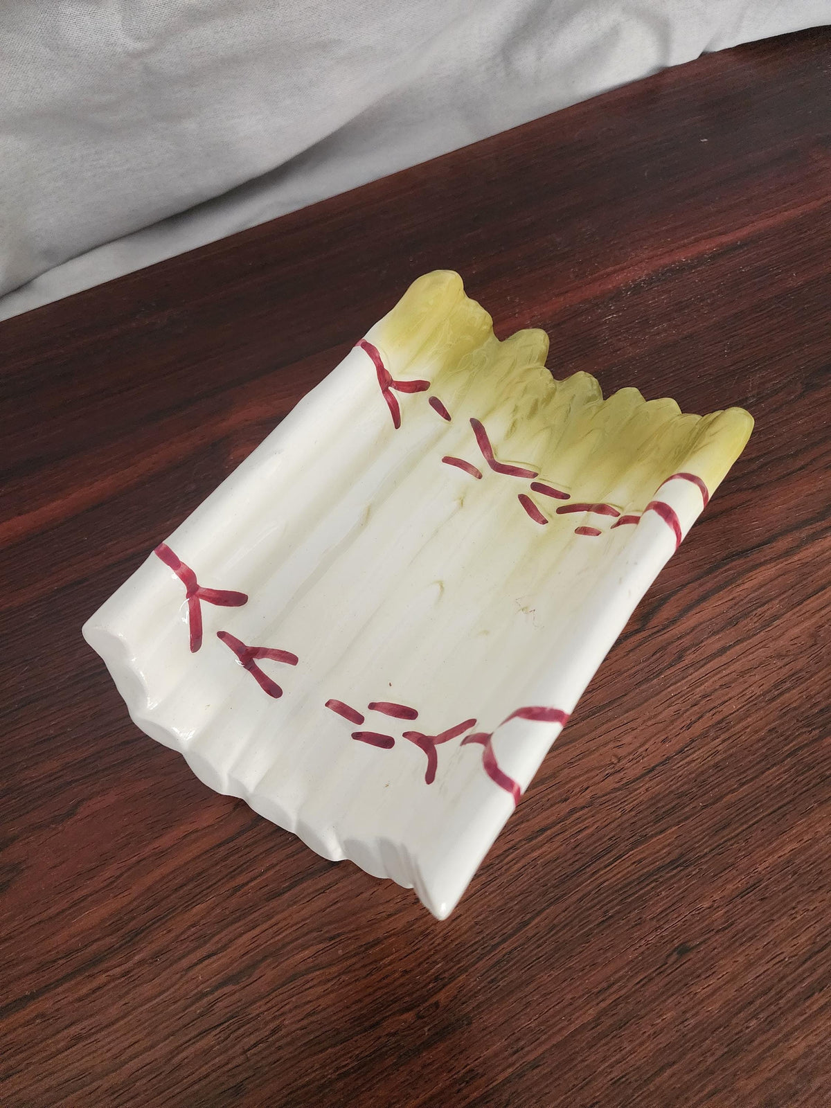 Vintage French Asparagus Majolica Dish | 1950s Faience Ceramic Tray | Hand-Painted Kitchenware from Sarreguemines Style