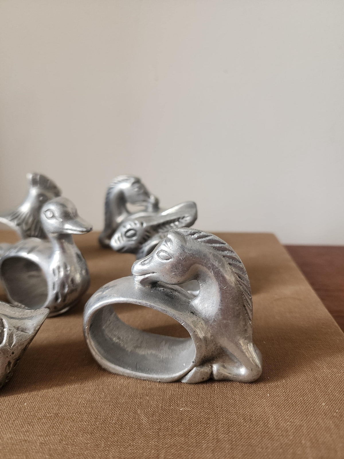 Vintage Pewter Duck Napkin Rings Set of 7 Rustic Farmhouse Table Decor French Country Easter Hosting Spring Tablescape