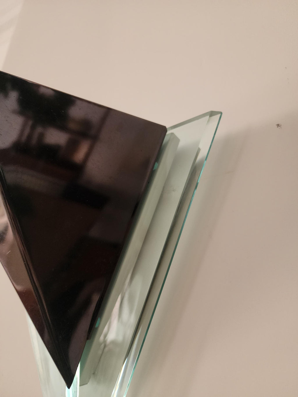 Geometric Triangle Wall Light, Modern Art Deco Glass Sconce, Smoked Black & Frosted Glass, Architectural Lighting
