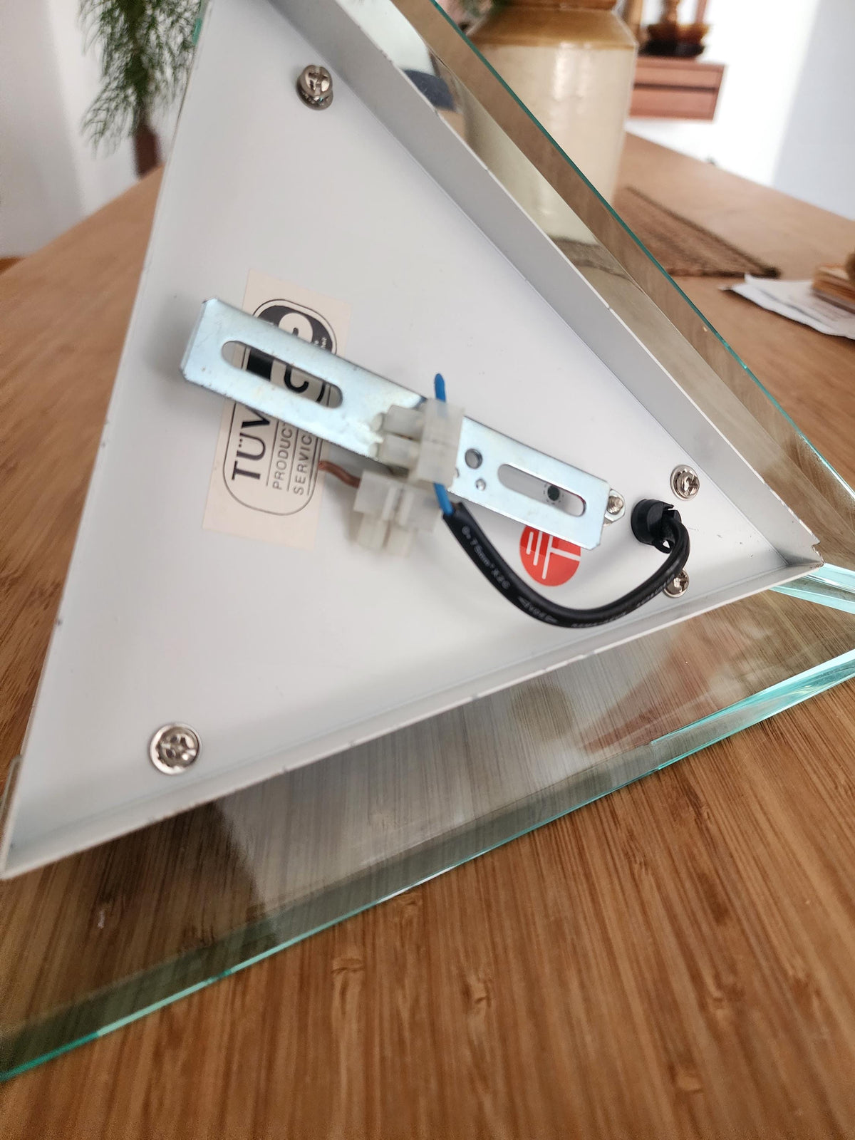 Geometric Triangle Wall Light, Modern Art Deco Glass Sconce, Smoked Black & Frosted Glass, Architectural Lighting