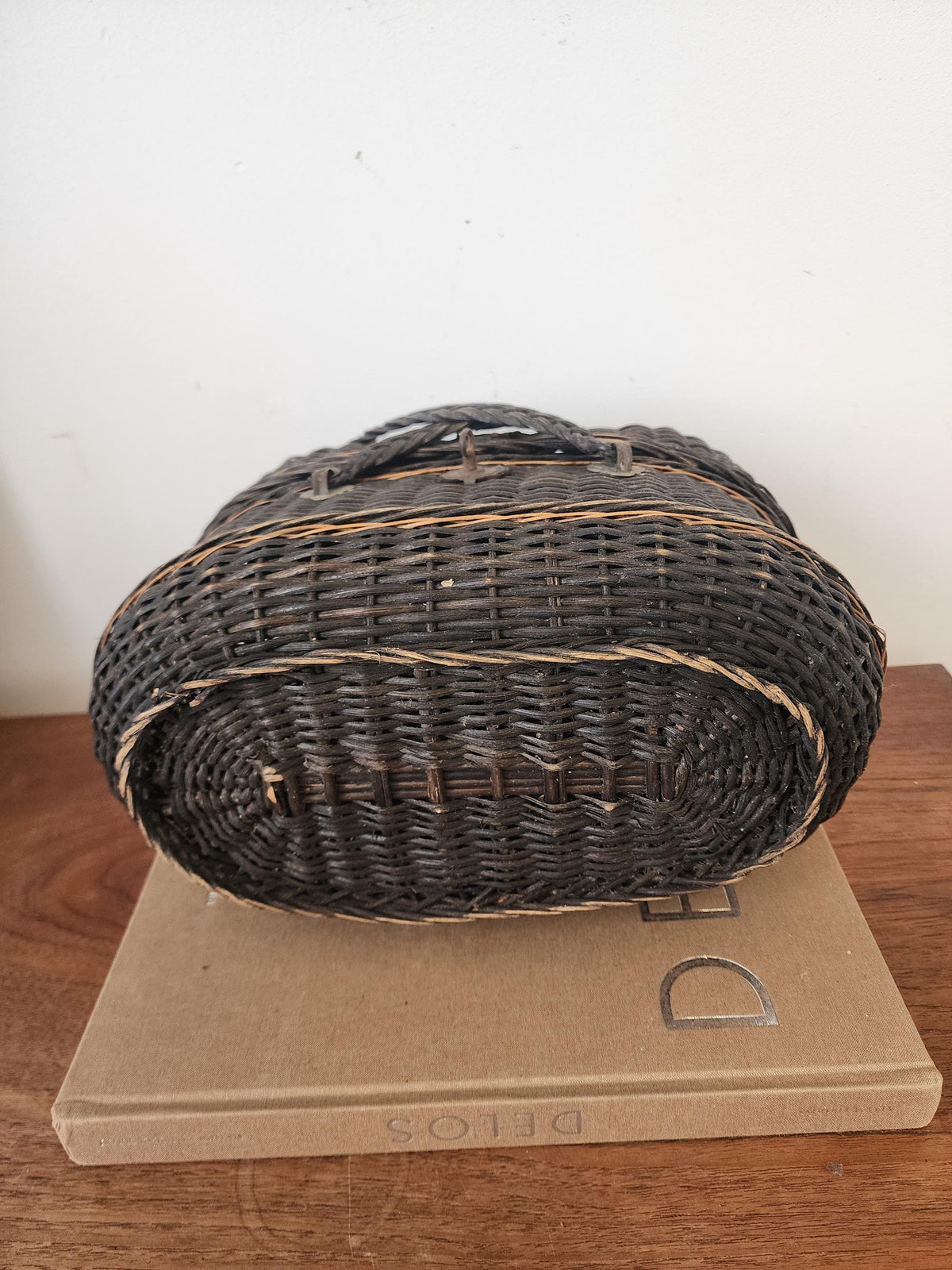 Antique French Bressan Wicker Basket, 19th Century Rustic Market Basket, Braided Handle Creel