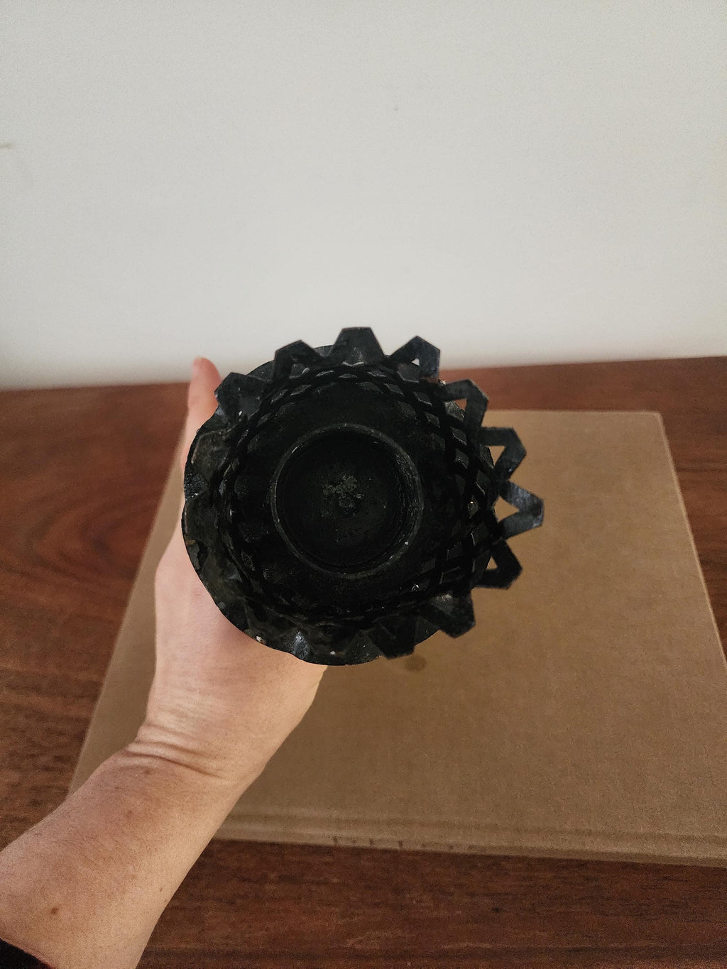 Vintage Rustic Wood and Wrought Iron Candle Holder Gothic Medieval Style Blacksmith Decor Primitive Farmhouse Taper Sconce