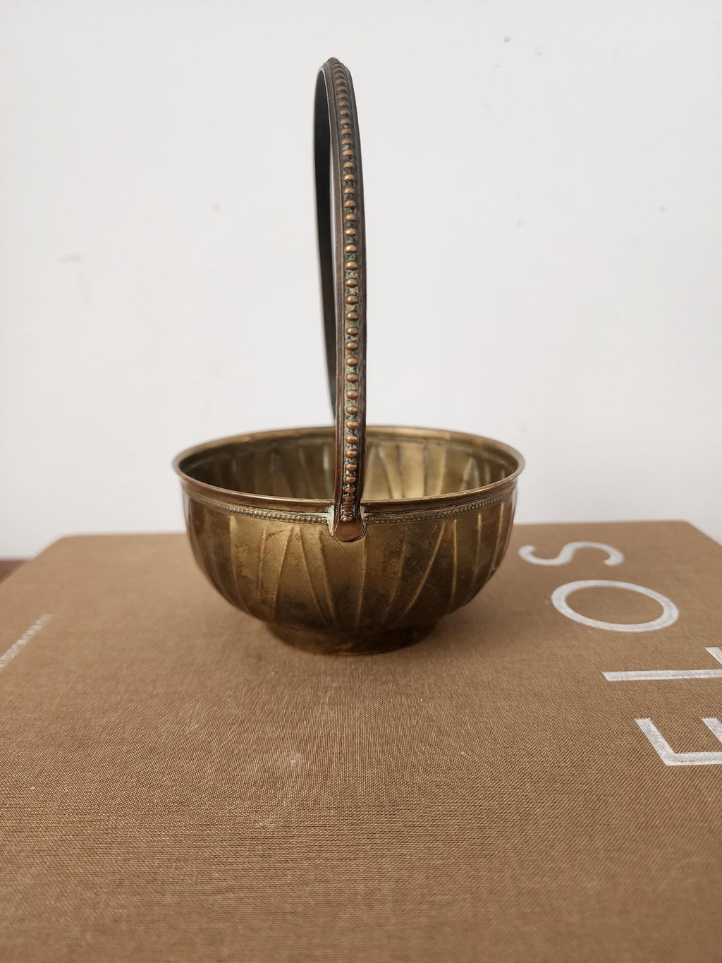 Vintage Brass Sugar Bowl with Tongs, French Style Brass Basket, Hollywood Regency Table Decor
