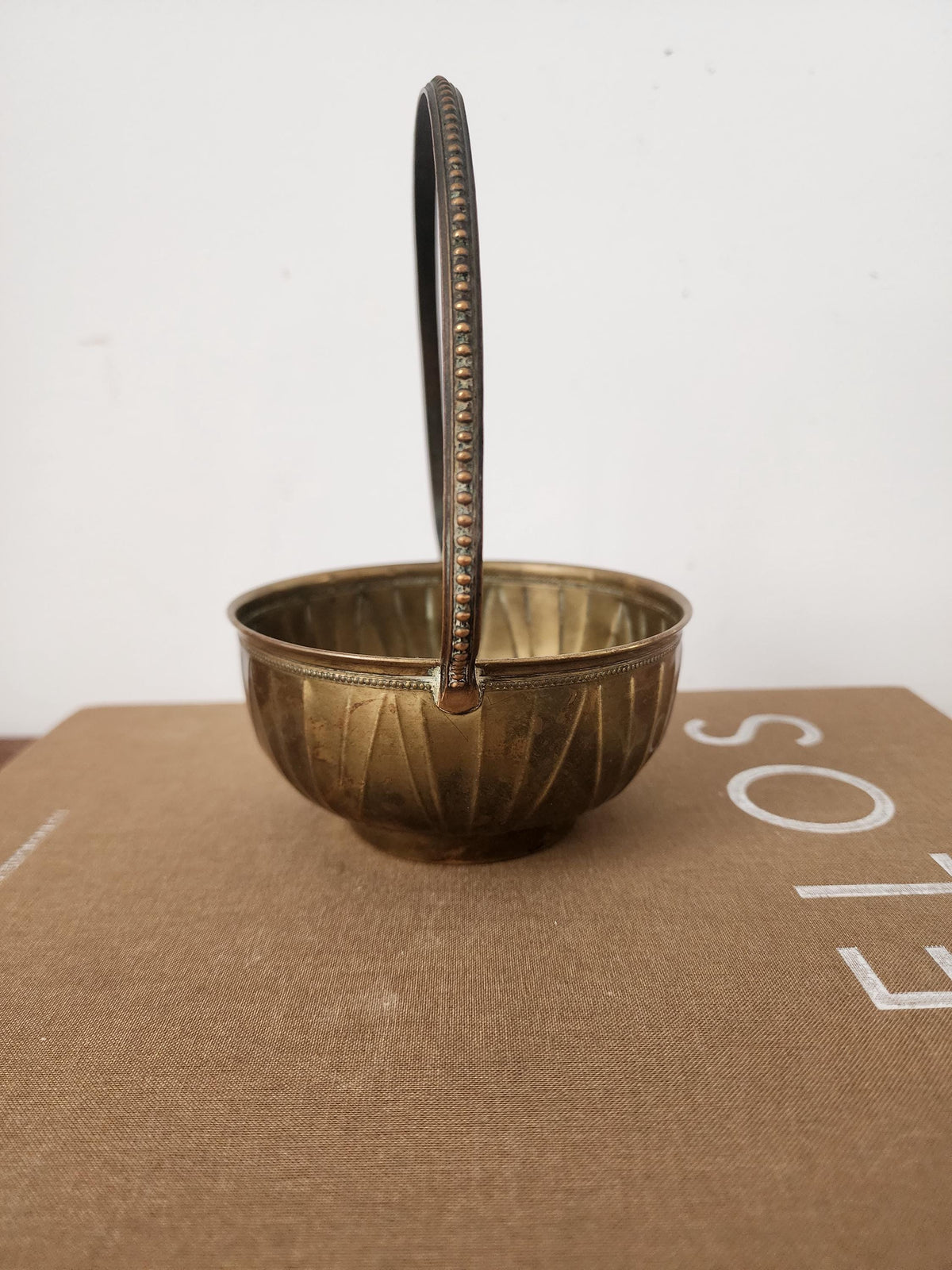 Vintage Brass Sugar Bowl with Tongs, French Style Brass Basket, Hollywood Regency Table Decor