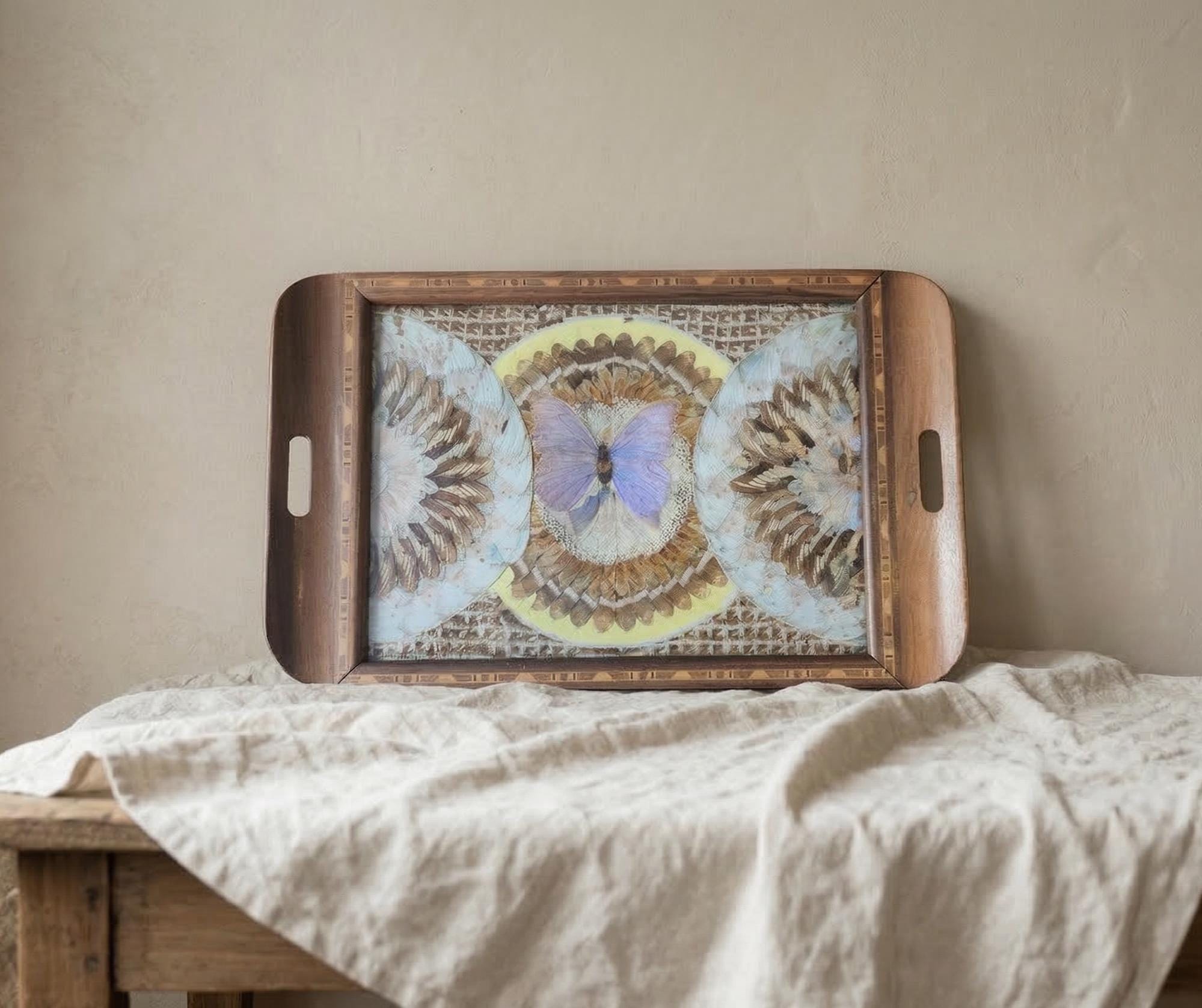RARE Vintage Butterfly Wing Tray